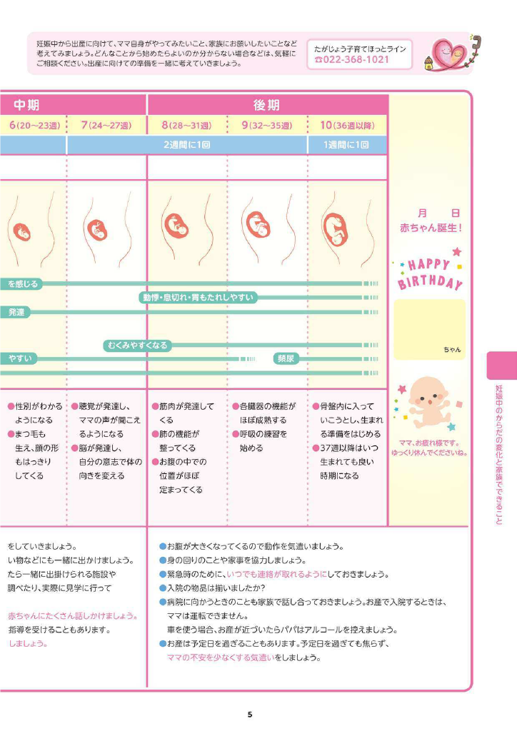 多賀城市 子育て親育ちサポートブック<br>はぐはぐ ページ6
