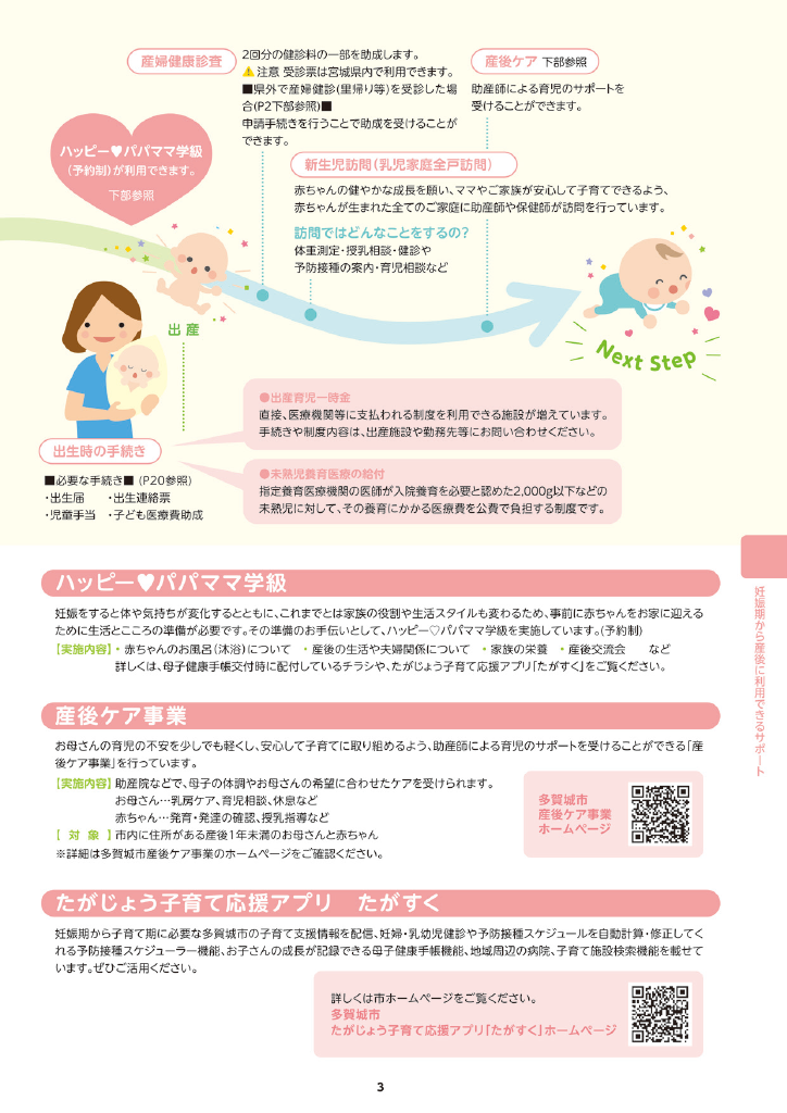多賀城市 子育て親育ちサポートブック<br>はぐはぐ ページ4
