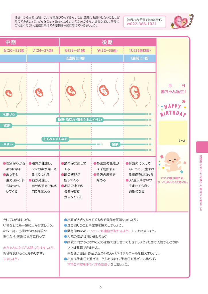 多賀城市 子育て親育ちサポートブック<br>はぐはぐ ページ6